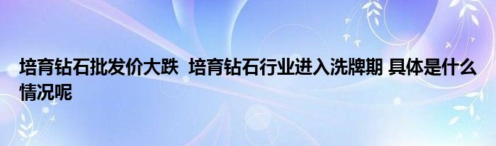 6t体育培育钻石批发价大跌 培育钻石行业进入洗牌期 具体是什么情况呢(图1)